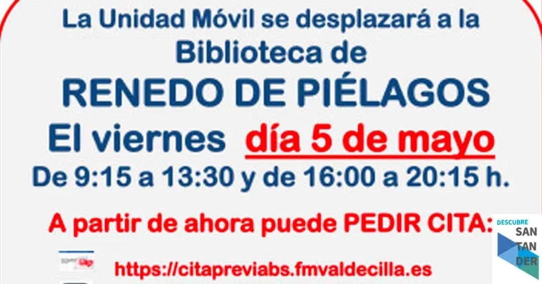 Noticias Santander La Unidad Móvil de la Asociación-Hermandad de Donantes de Sangre de Cantabria visitará Renedo de Piélagos el viernes, 5 de mayo