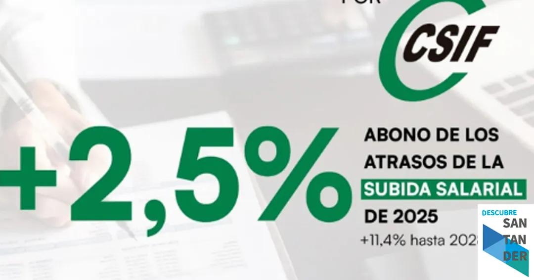 CSIF Cantabria aplaude la subida salarial del 4% para los empleados públicos de Cantabria en su nómina de enero